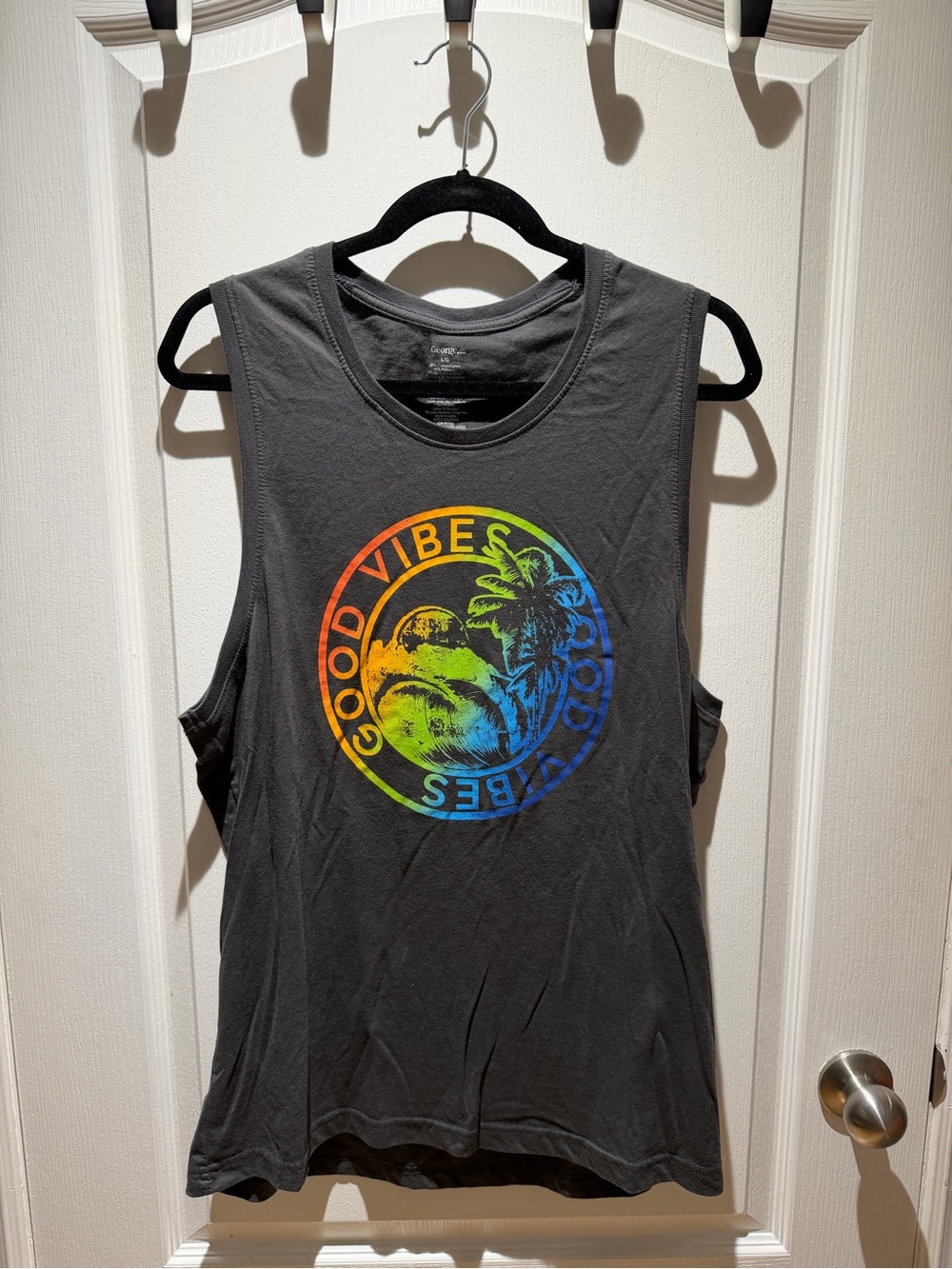Black Tank Top with Rainbow Design